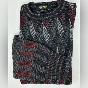 Bachrach Sweater Mens L Made in Italy Wool Acrylic Crewneck Geometric Knit Pull